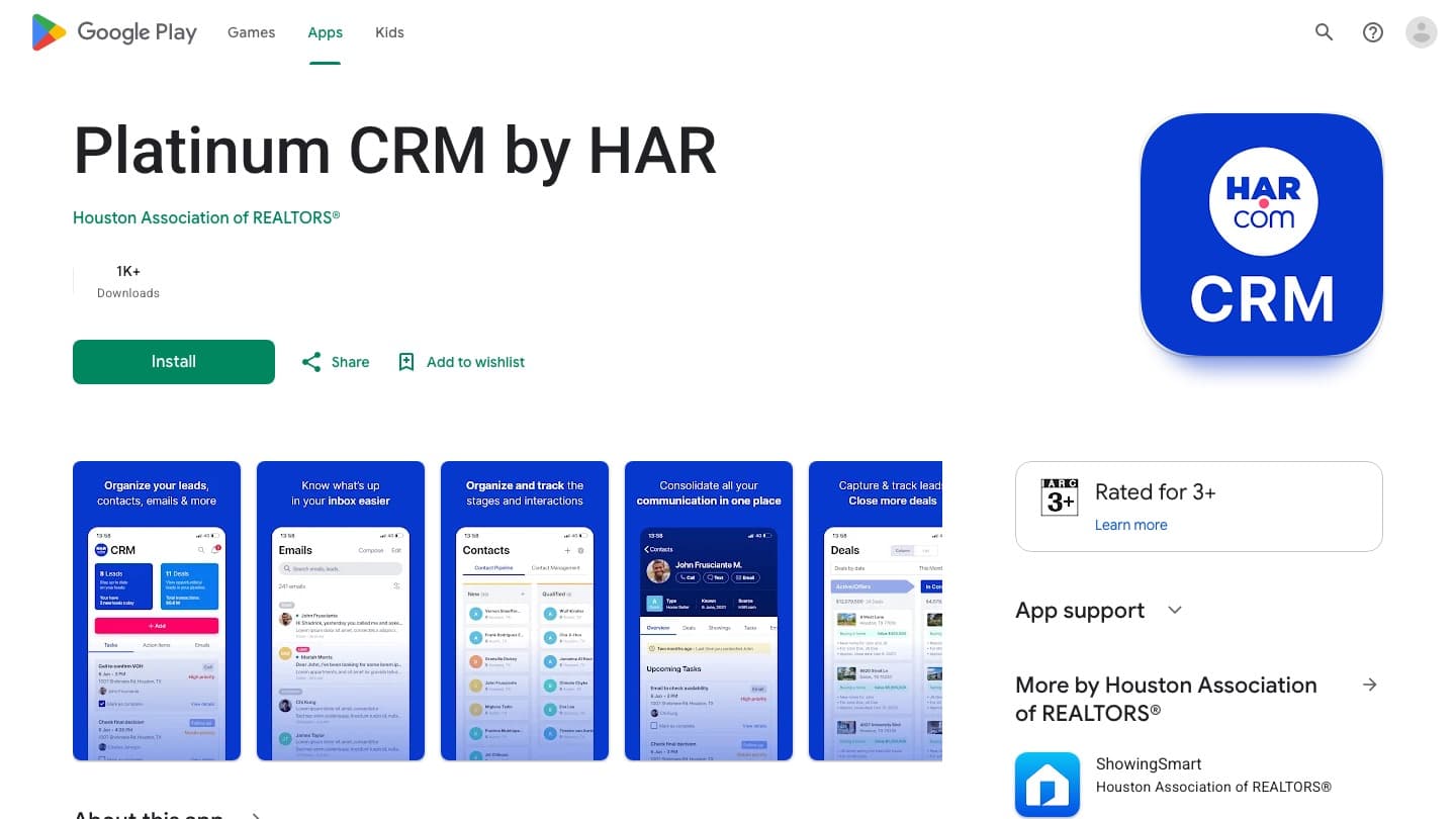 Platinum CRM by HAR — Web, iOS & Android — screenshot